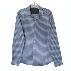 Theory 100% Cotton Blue Plaid Button Down Business Casual Cowboy Gorpcore